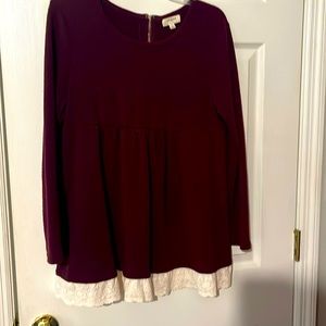 Umgee top, small, flannel feel , long sleeves